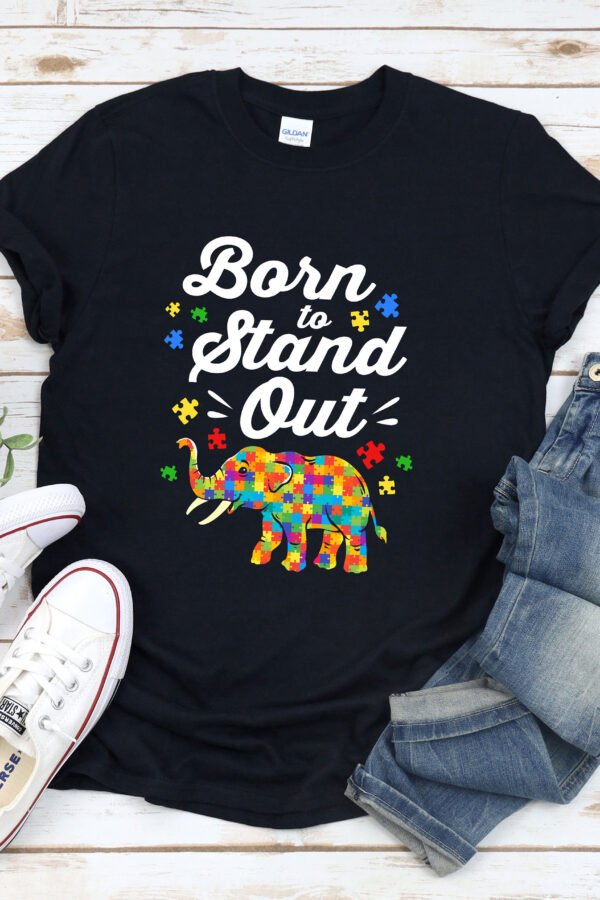 Autism Elephant Shirt, Rainbow Elephant, Awareness Born To Stand Out, Puzzle Pieces, Shirt Men, Quote