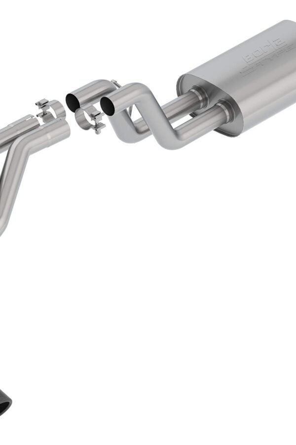 BORLA 140789BC Cat-Back Performance Exhaust System for 2019-2023 Ford Ranger 4 Cyl. T-304 Stainless Steel S-Type Sound Dual Right Side Exit Single 4 INCH Round Black Chrome Tip On Each Tail Pipe