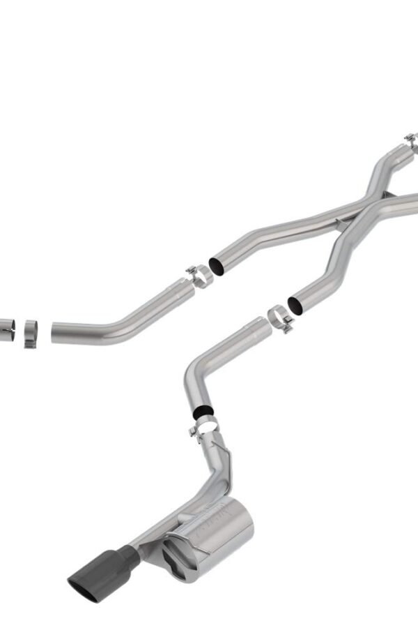 BORLA 140792BC ATAK Cat-Back Exhaust System 2.75 in. Pipe 4.5 in. Single Round Rolled Angle Cut Black Chrome Single Split Rear Exit T-304 Stainless Steel ATAK Cat-Back Exhaust System
