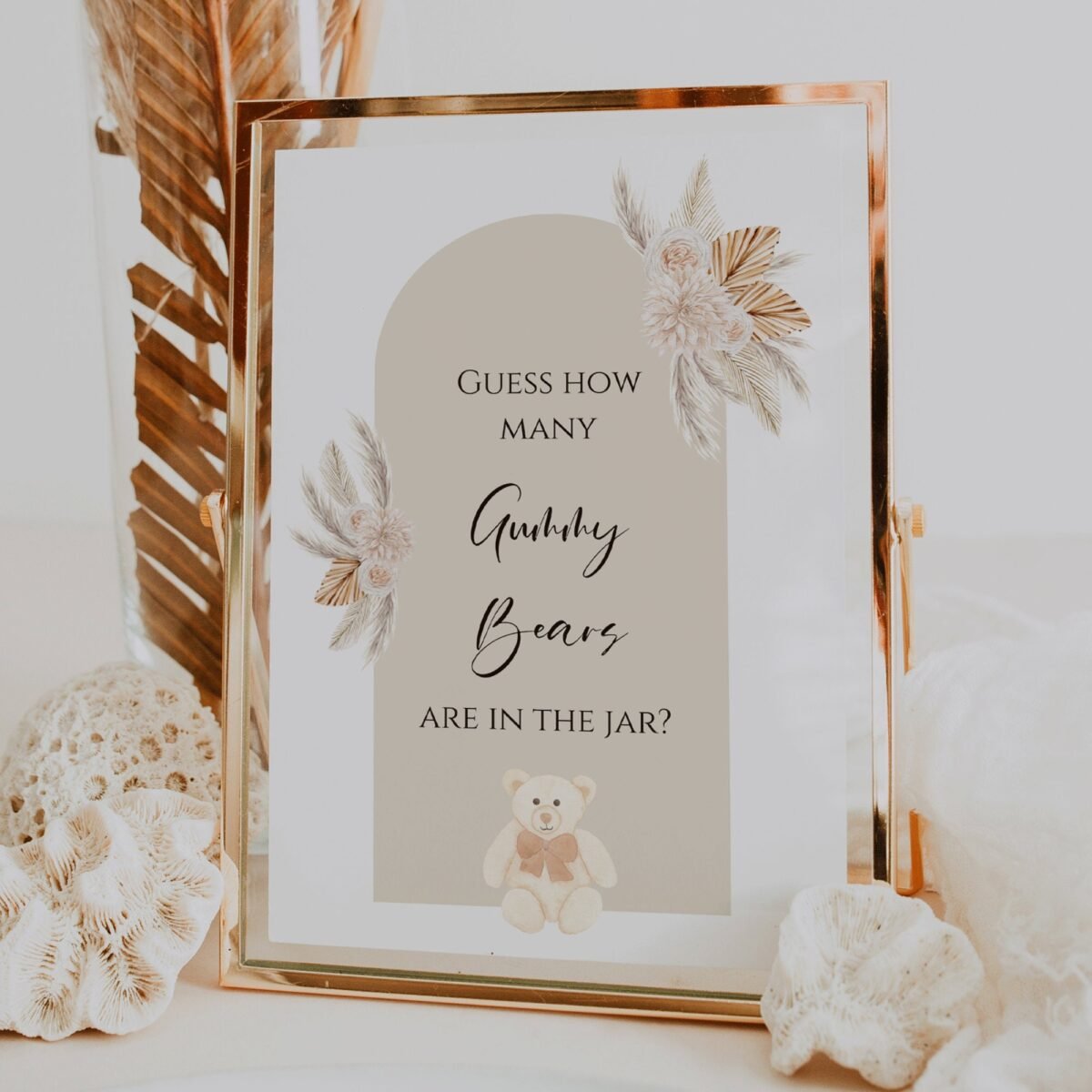 Baby Shower Game Guess How Many Gummy Bears Are in The Jar? Baby Sign, Bear Theme, Neutral Shower