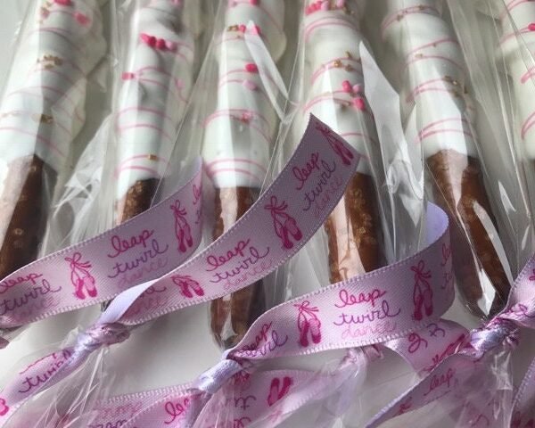 Ballet Party Chocolate Pretzel Favors - Dance Recital Or Birthday Treats For Little Ballerinas Theme Favors- Sweets