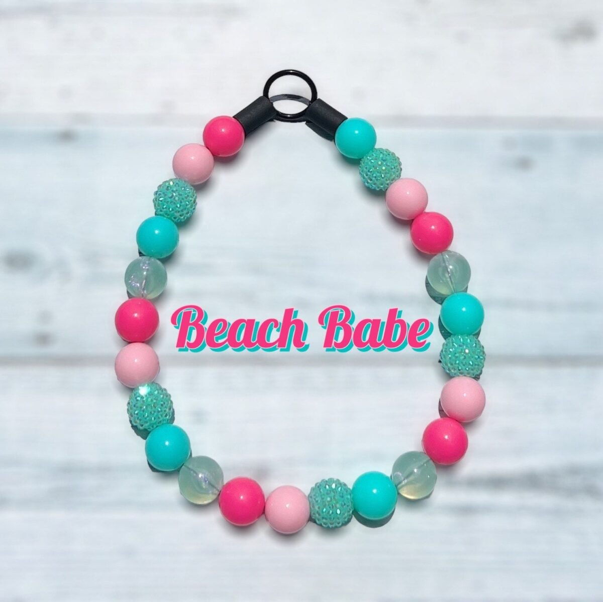 Beach Babe, Summer, Beaded Dog Collar, Slip On Lightweight, Waterproof, Colorful