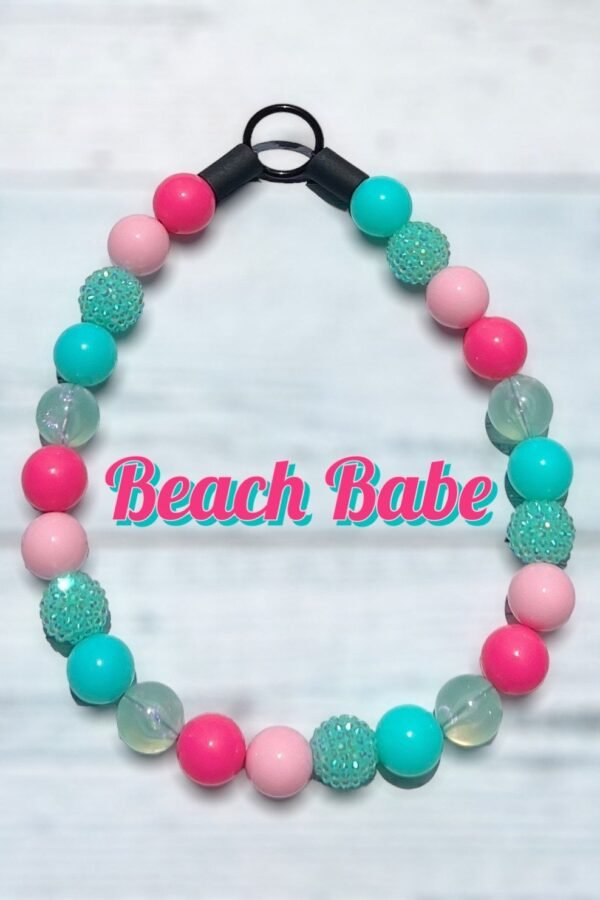 Beach Babe, Summer, Beaded Dog Collar, Slip On Lightweight, Waterproof, Colorful