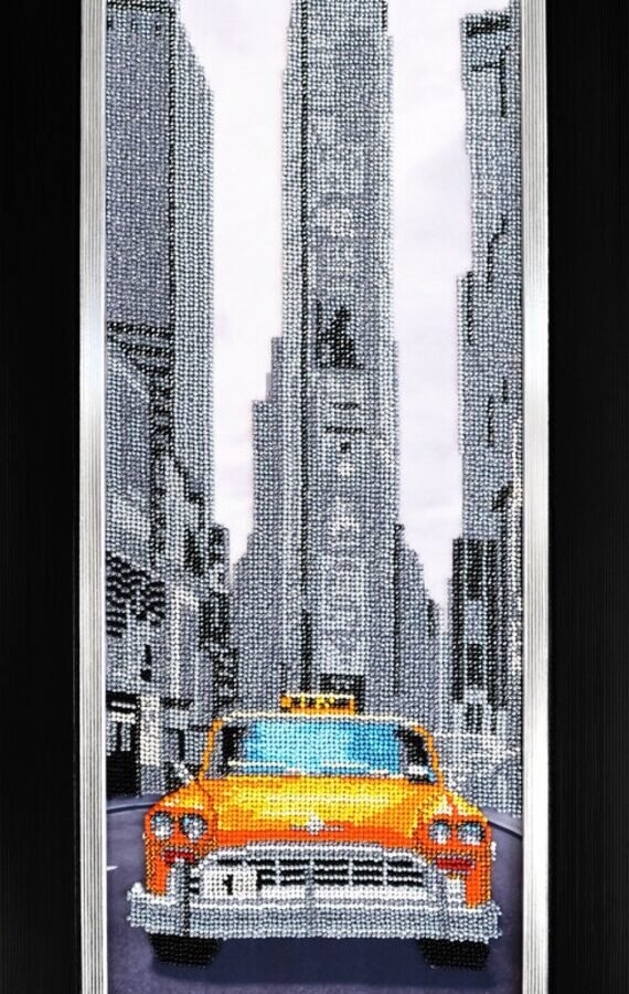 Bead Embroidery Kit Cities Of The World "New York", Beading Pattern, Needlepoint Beaded Kit, Diy Room Decoration