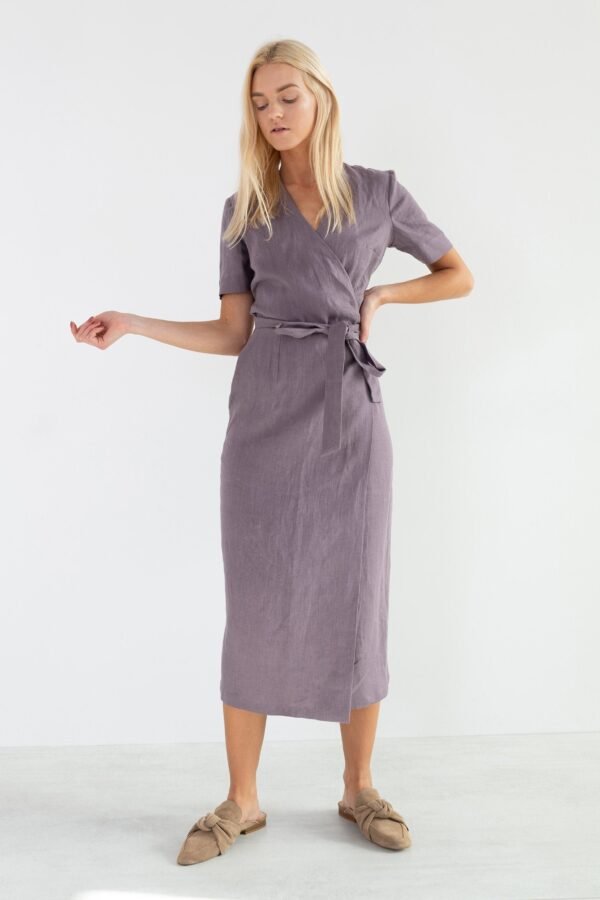 Bella Linen Wrap Dress/Midi