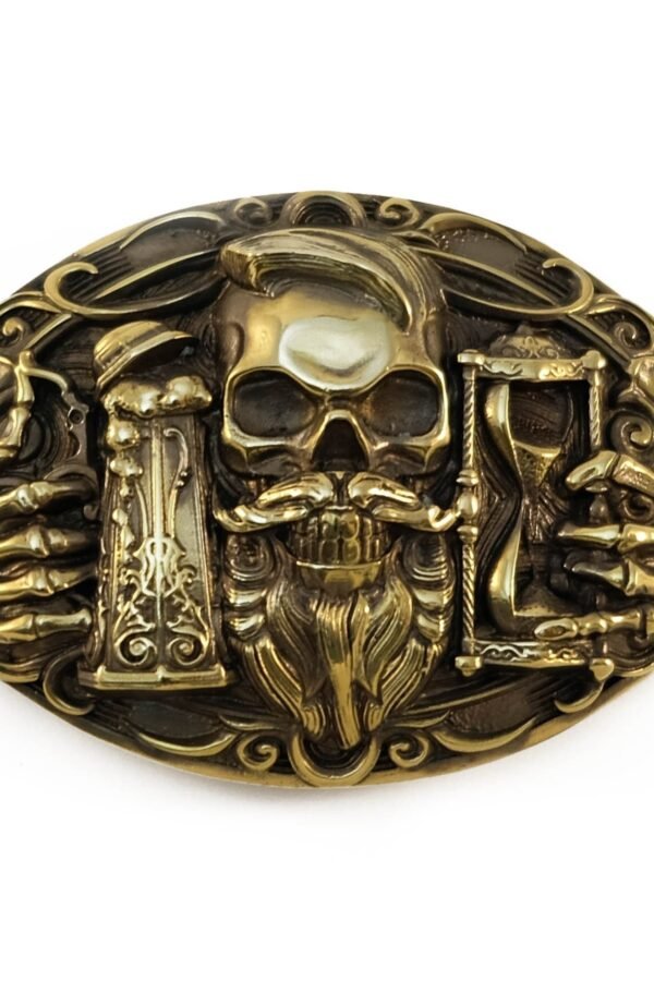 Belt Buckle Beer, Beer Fans Belt Buckle, & Skull Brewers Gift, With Mug, Skeleton Solid Brass