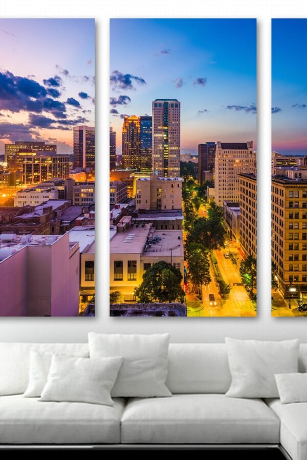 Birmingham, Alabama Dusk Skyline Canvas Print Wall Art At - USA Cityscape Art Giclee Home Decor, Wall Interior Design