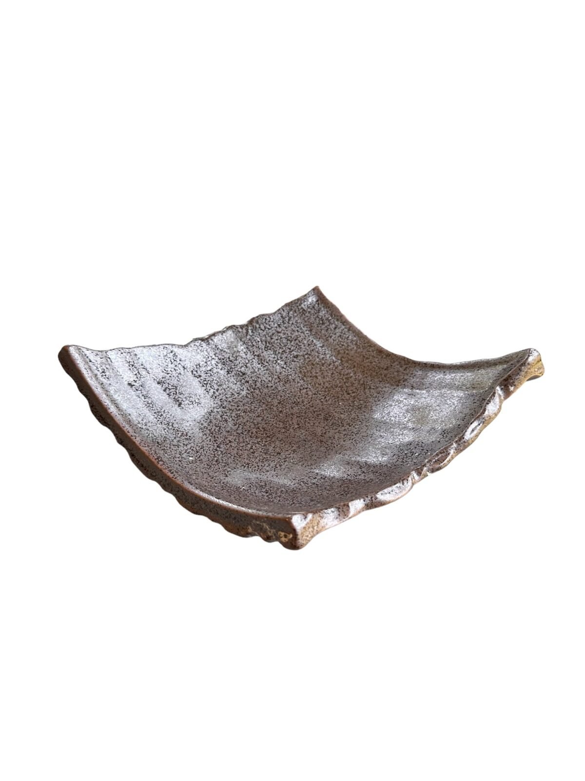 Black Diamond Shape Mino Ware Ceramic Saucers For Medium Kokedama. 天目足付かわら皿 美濃焼 Size 10" X 8" 2" Deep
