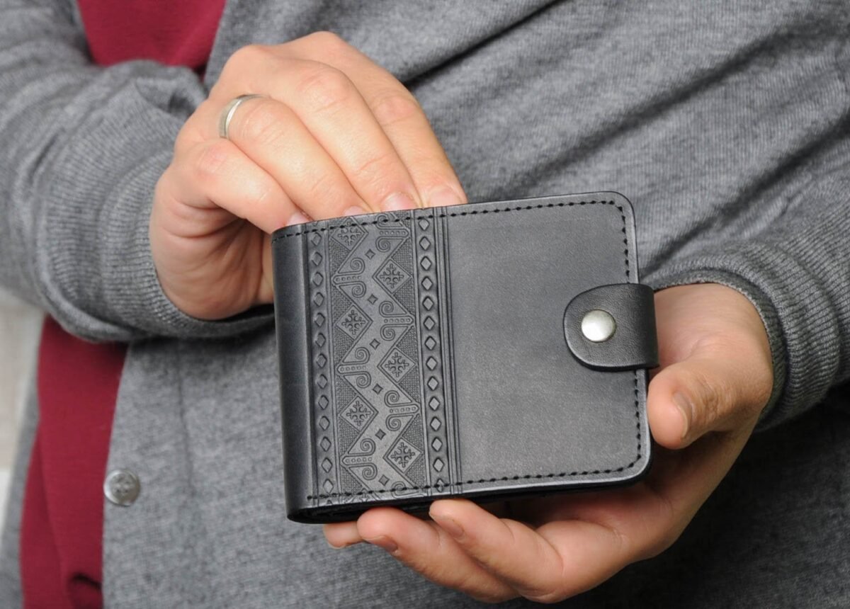Black Leather Wallet Mens, Black Pocket Wallet, Small Men's For Him, Genuine