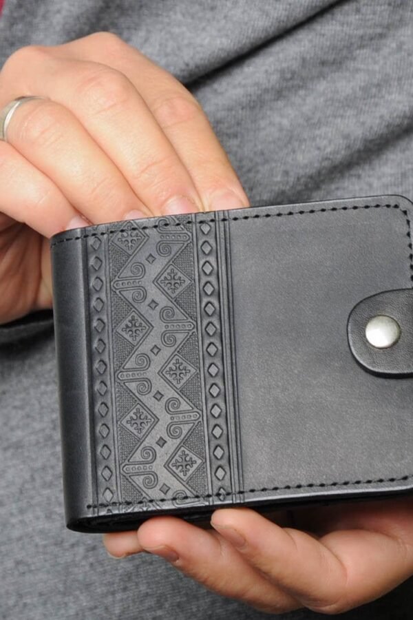 Black Leather Wallet Mens, Black Pocket Wallet, Small Men's For Him, Genuine