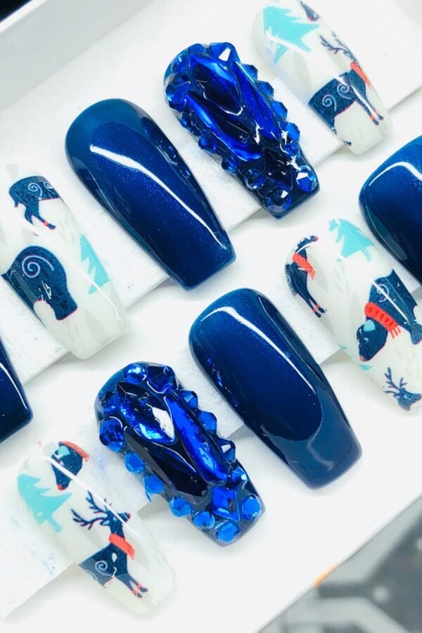 Blue Christmas Press On Nails