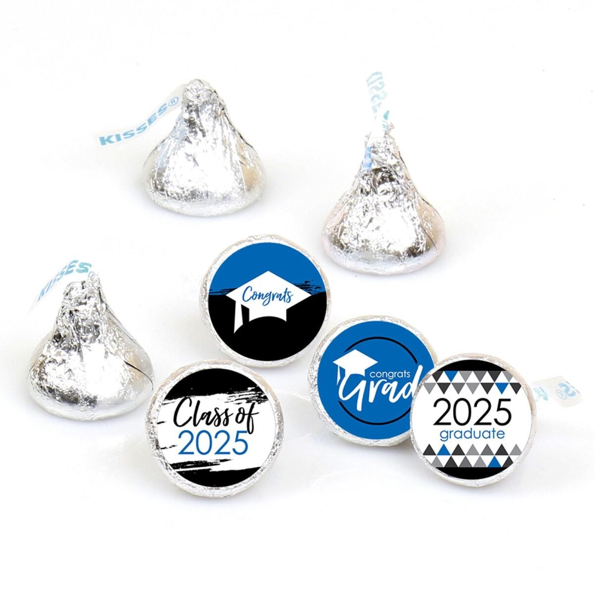 Blue Grad - Best Is Yet To Come 2025 Graduation Party Round Candy Sticker Favors Labels Fit Chocolate | 1 Sheet Of 108