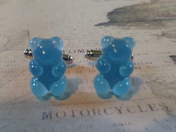 Blue Gummy Bear Cuff Links Unusual Men's Accessories Unique Gift Birthday Anniversary Party Favor Wedding Christmas Stocking Stuffer