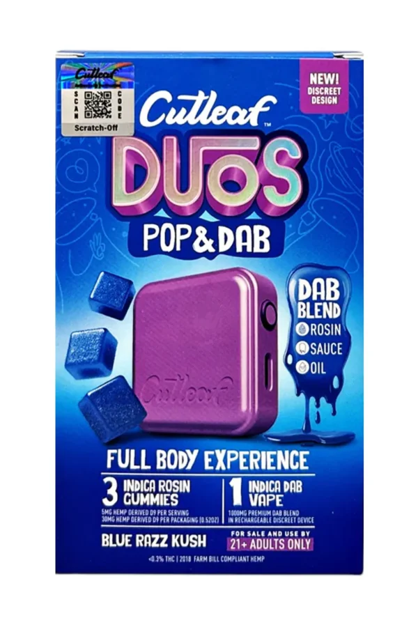 Blue Razz Kush Cutleaf Duos Pop & Dab Vape 1ct x Gummies 3ct