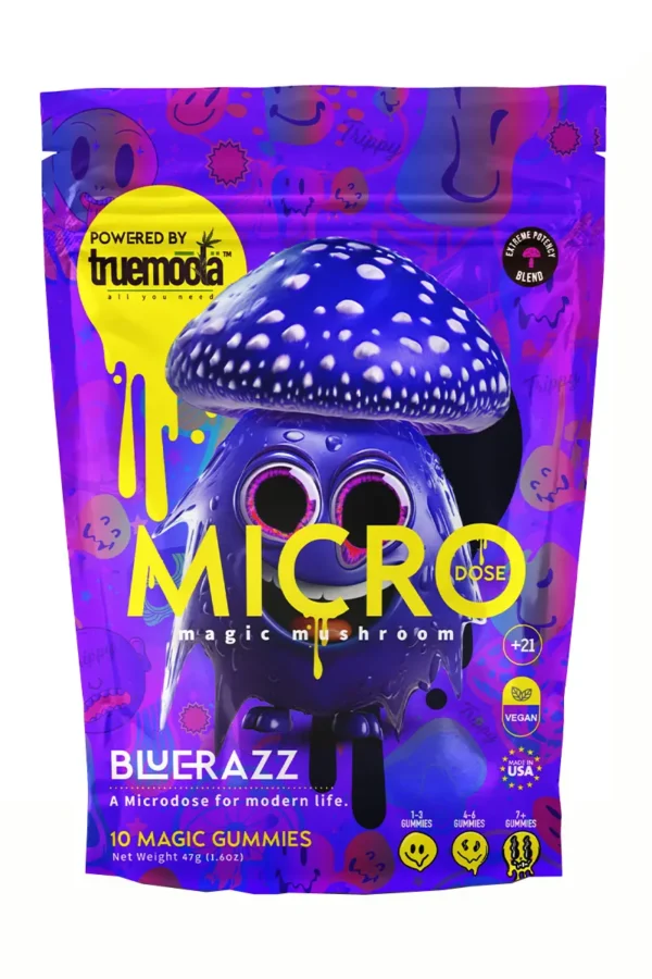 Blue Razz Truemoola Micro Magic Mushroom Gummies 10ct