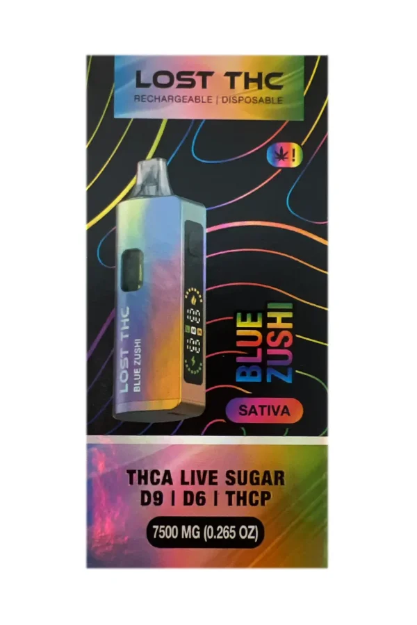 Blue Zushi Lost THC D9+D6+THCP+THCA Live Sugar Rechargeable Disposable 7500MG
