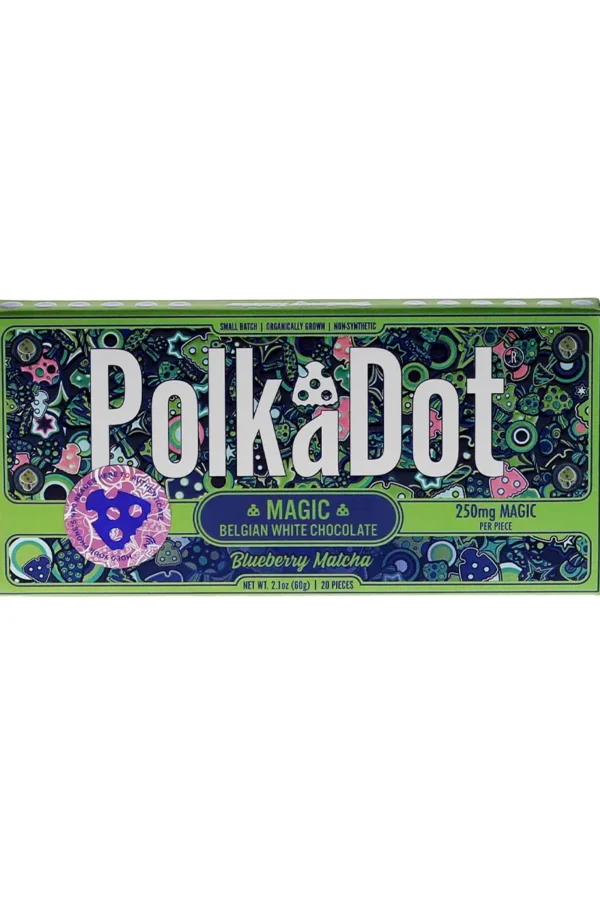 Blueberry Matcha PolkaDot Magic Mushroom Belgian White Chocolate 250mg