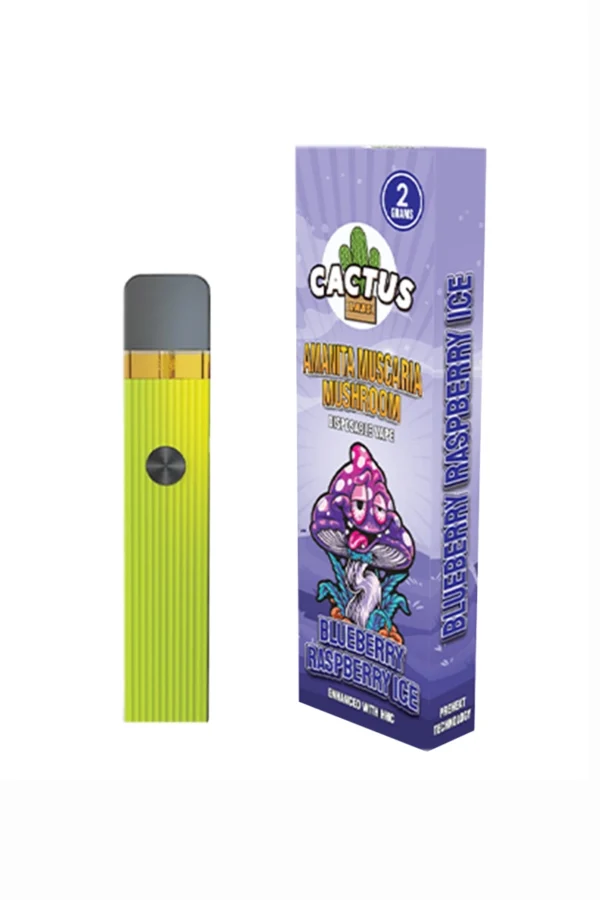 Blueberry Raspberry Ice Cactus Labs Amanita Muscaria Mushroom Vape Enhanced With HHC 2G