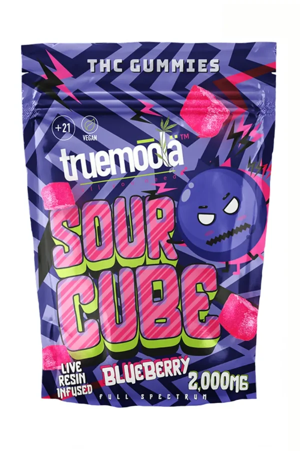 Blueberry Truemoola Sour Cube Live Resin Infused THC Gummies 2000MG