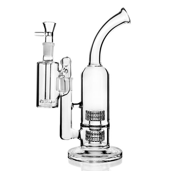 Bongs Big Glass bongs Glass Pipe Double Recycler Perc Water Pipe Rig with 18 mm joints no.zb oil burner add logo