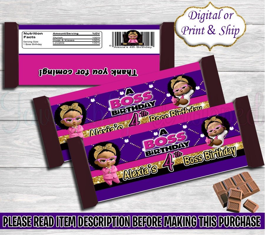 Boss Birthday Chocolate Bar Wrappers-Boss Baby Shower Candy Wrapper-Chocolate Wrapper-Boss Baby-Boss Wrapper