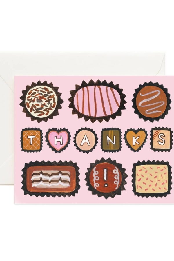 Box Of Chocolates // Thank You Card, Monogrammed You, Chocolate Sweet