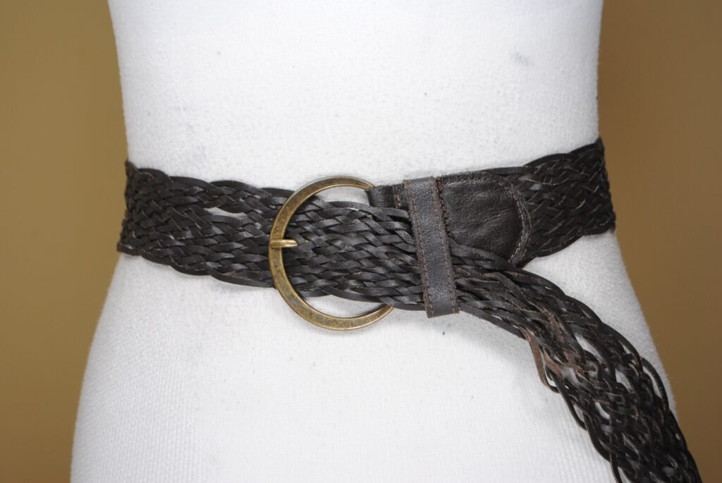 Braided Leather Belt Distressed Chocolate Brown Boho Western Belt