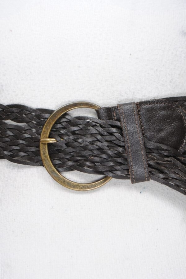Braided Leather Belt Distressed Chocolate Brown Boho Western Belt