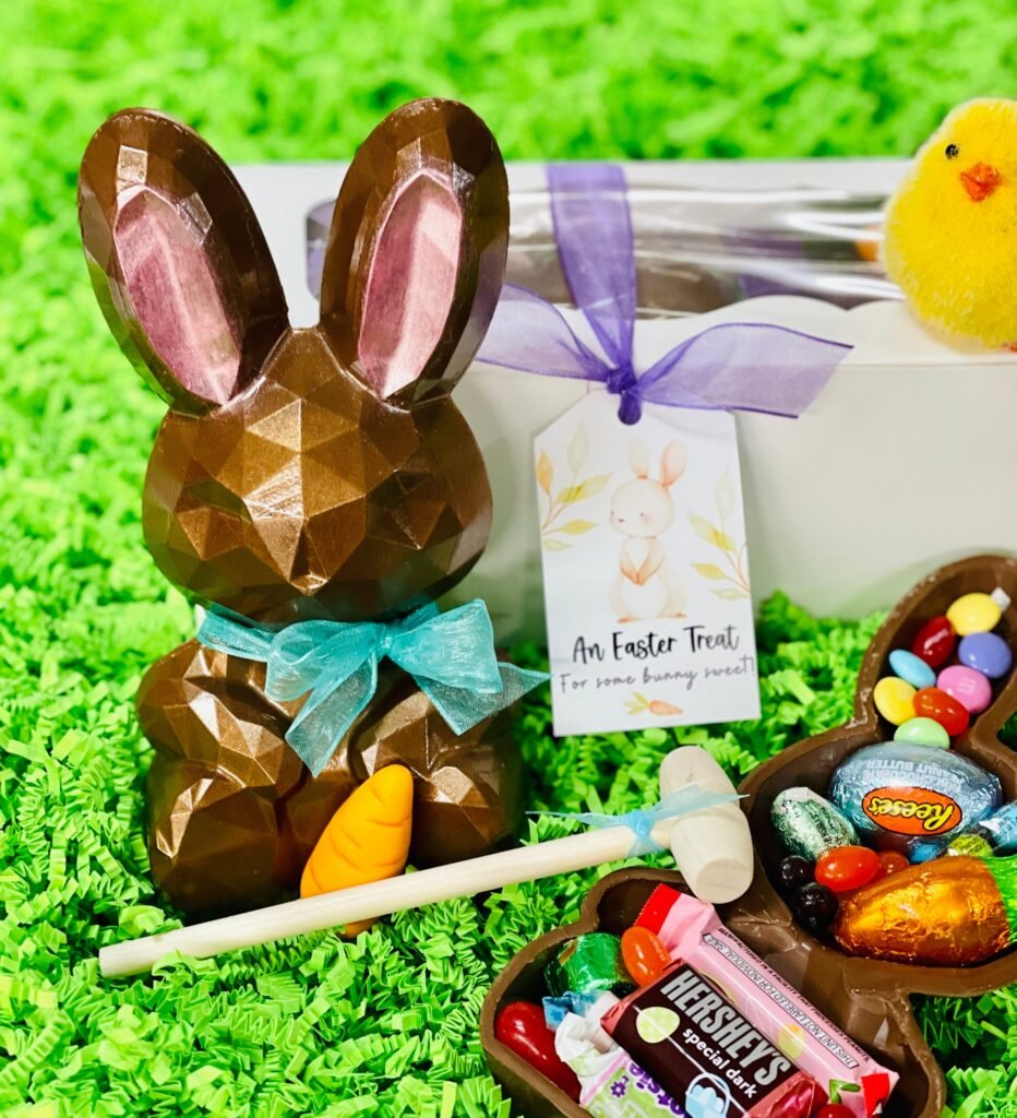 Breakable Chocolate Easter Bunny, Candy Filled Bunny Rabbit, Treat, Basket Surprise Gift Idea, Fun Kids