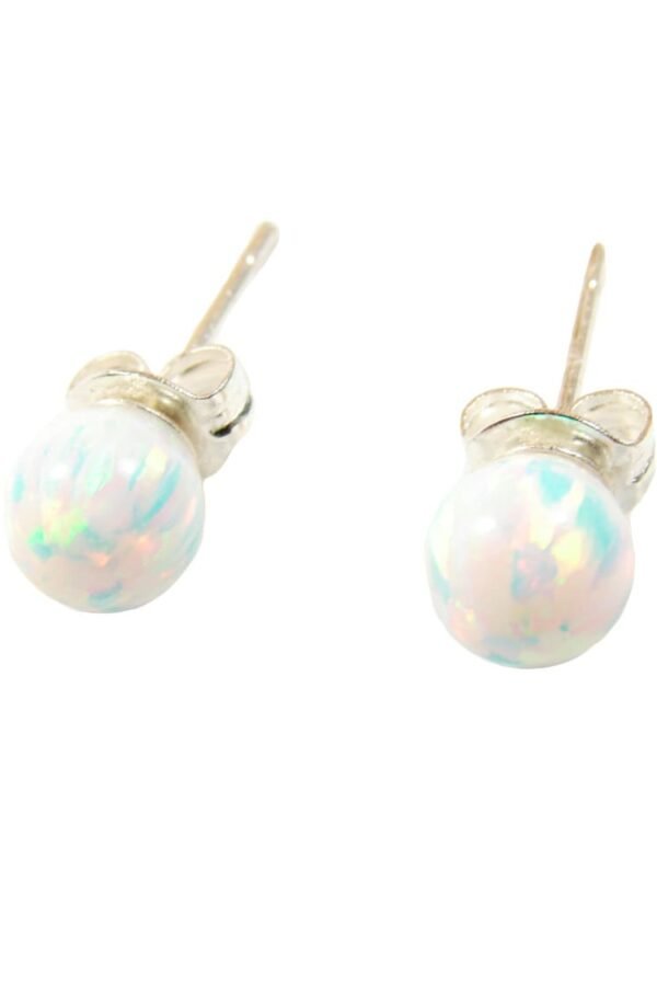 Bridesmaid 6mm Opal Ball Stud Earrings, Authentic Lab-Created