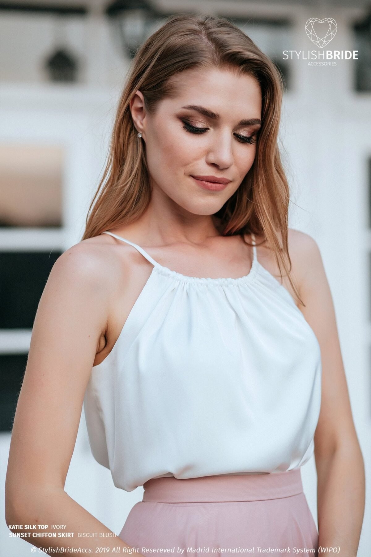 Bridesmaids Top With Thin Straps, Simple Silk Satin Top, Blouse | Katie
