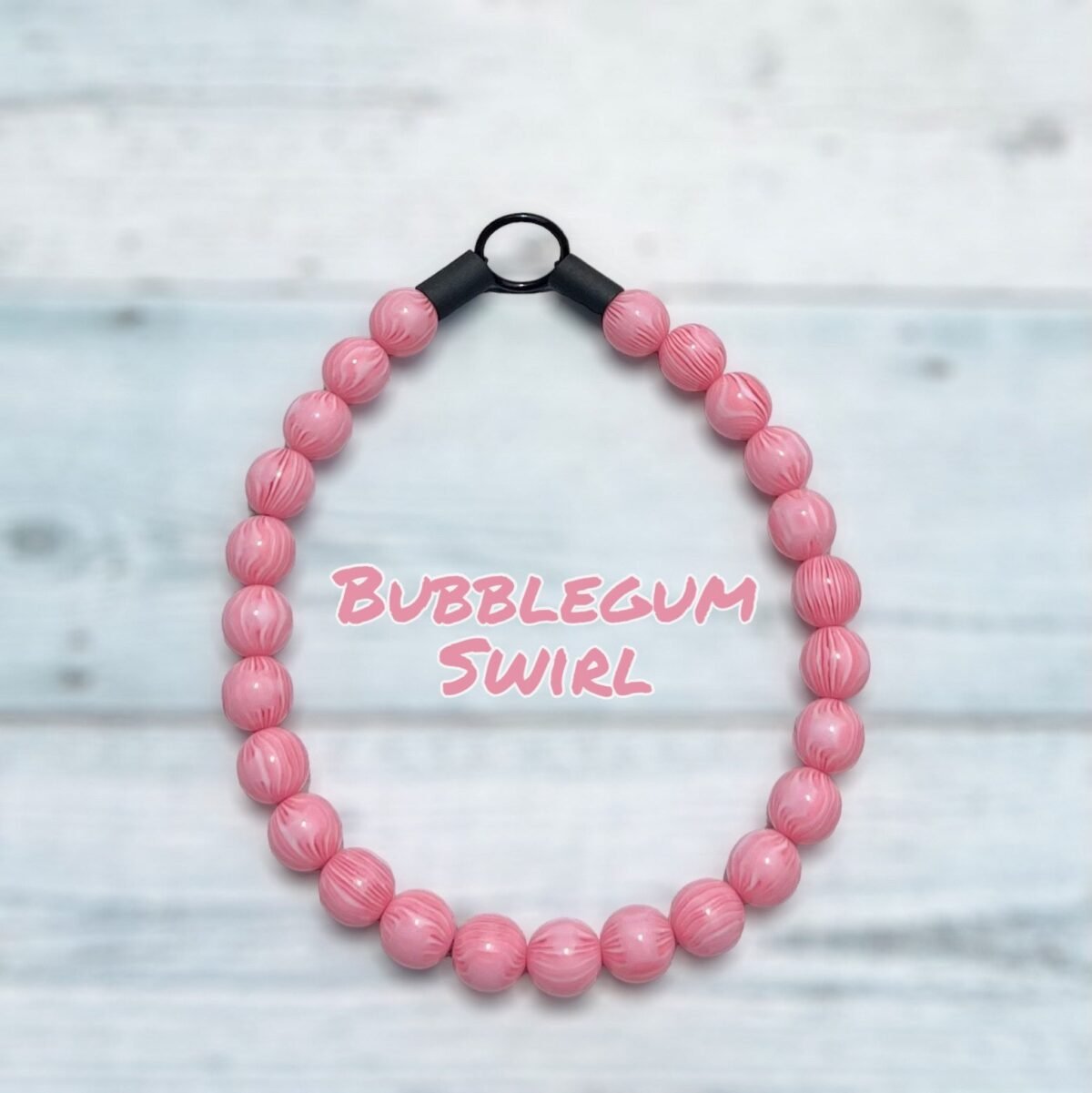 Bubblegum Swirl, Beaded Dog Collar, Resin Beads, Colorful, Pink, Durable, Lightweight, Slip On, Waterproof
