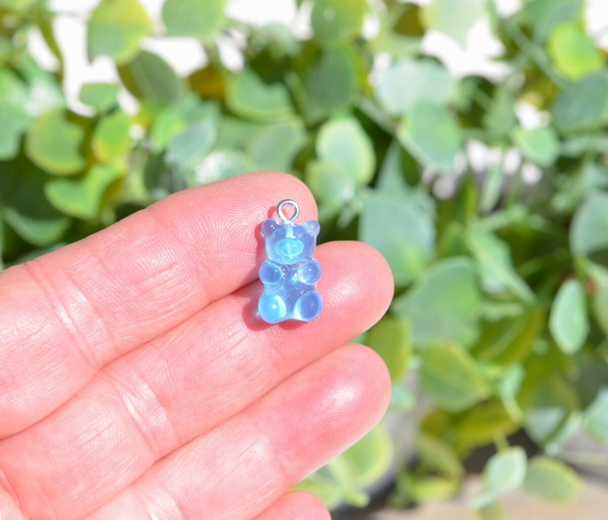Bulk 20 Gummy Bear Acrylic 3D Blue Charms With Silver Bail Sc6967