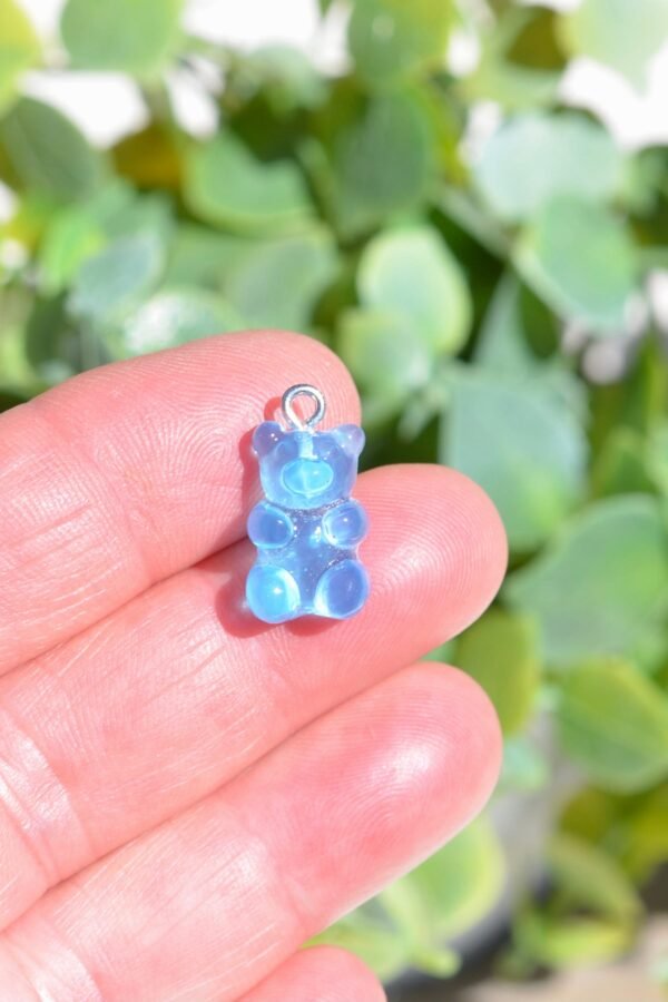 Bulk 20 Gummy Bear Acrylic 3D Blue Charms With Silver Bail Sc6967