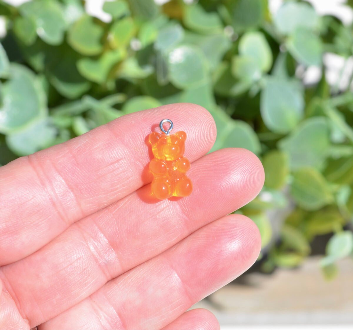 Bulk 20 Gummy Bear Acrylic 3D Orange Charms With Silver Bail Sc6968
