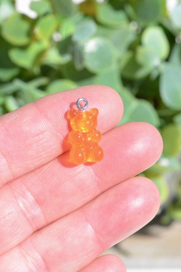 Bulk 20 Gummy Bear Acrylic 3D Orange Charms With Silver Bail Sc6968