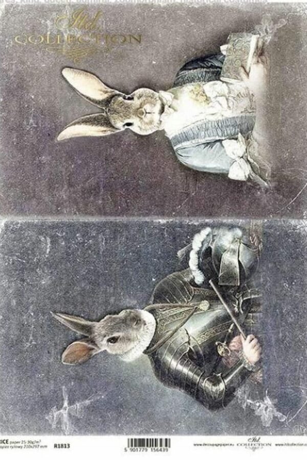 Bunny Portraits | A4 Rice Paper Itd Collection, Decoupage Paper, Tissue, Spring, Easter Rabbits