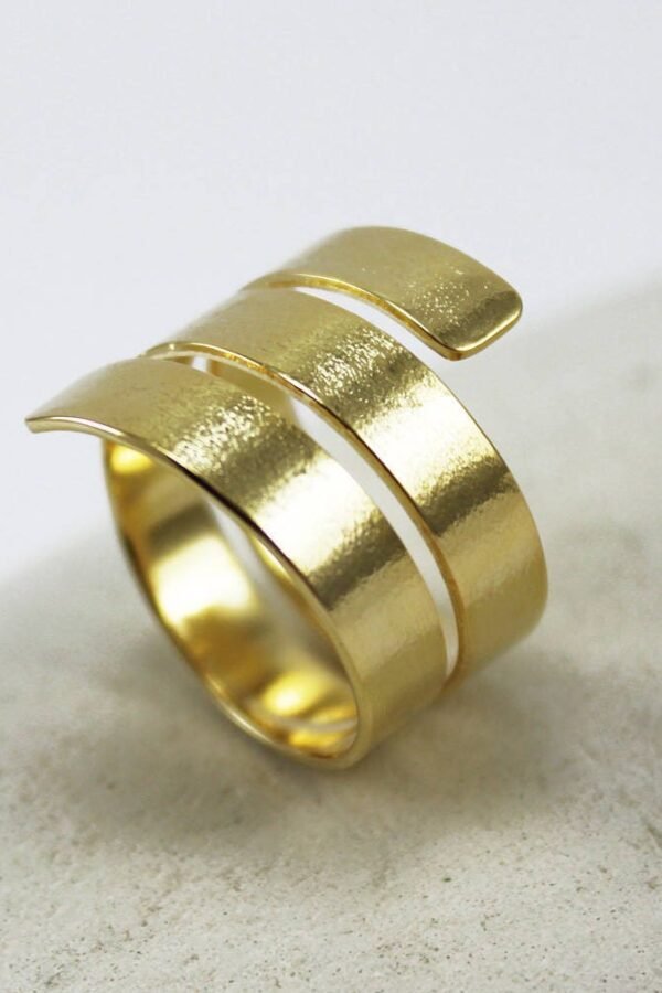 Bypass Ring Wrap Ring Gold Statement Modern Around Open Gold