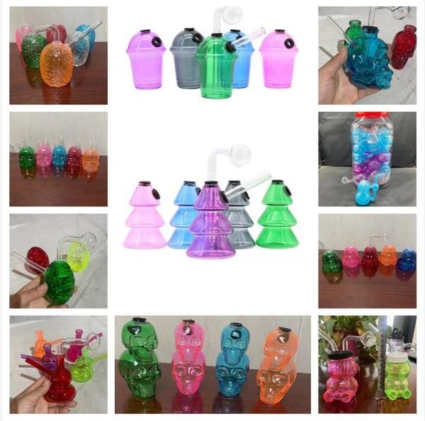 COLOR Hookah Pyrex Oil Burner Pipe Thick Nail bubbler Bong small burners pipes dab rig mini heady beaker Bongs wax