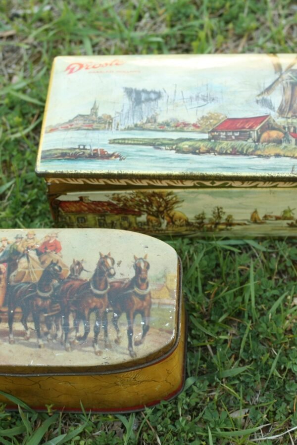Candy, Chocolate Tin, Desk Storage Decor, Gift, Storage, English, Vtg English Whimsical Decorative Tin Box, Droste's Chocolates