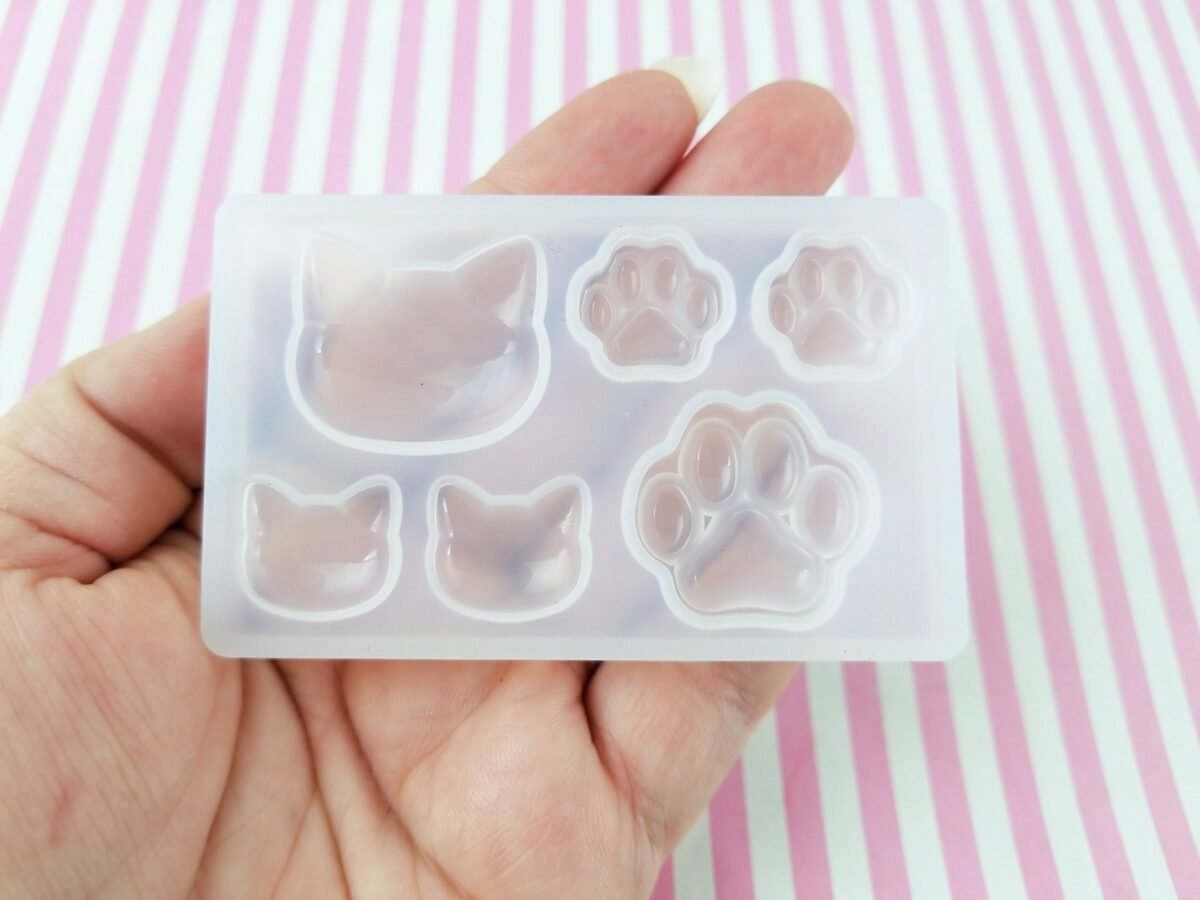 Cat Head Paw Themed Mold For Cabochons, Kitten Mold, Kitty Candy, Clay, Resin Etc, Q2B