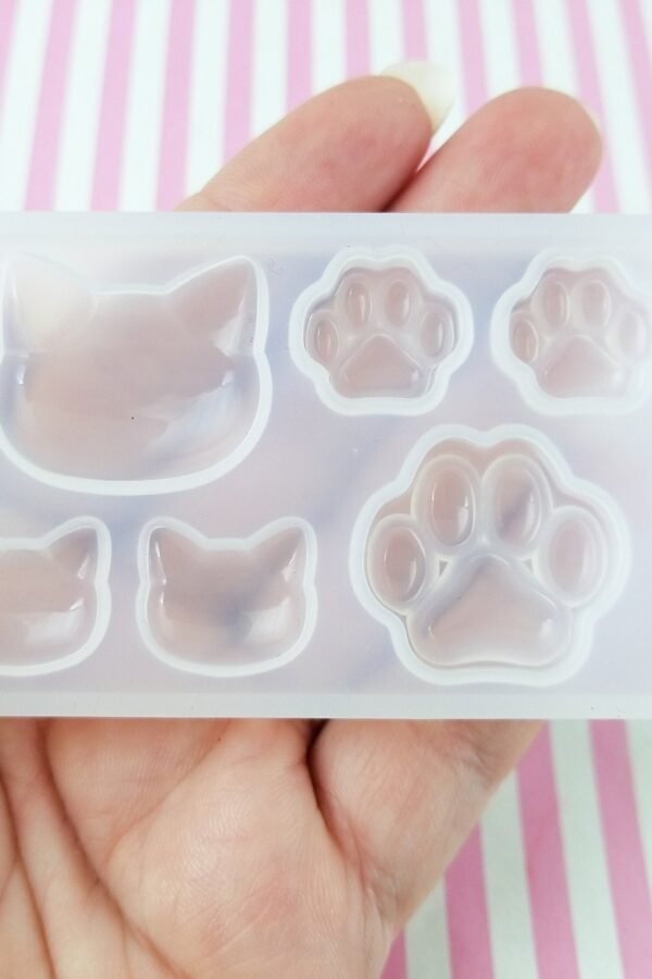 Cat Head Paw Themed Mold For Cabochons, Kitten Mold, Kitty Candy, Clay, Resin Etc, Q2B