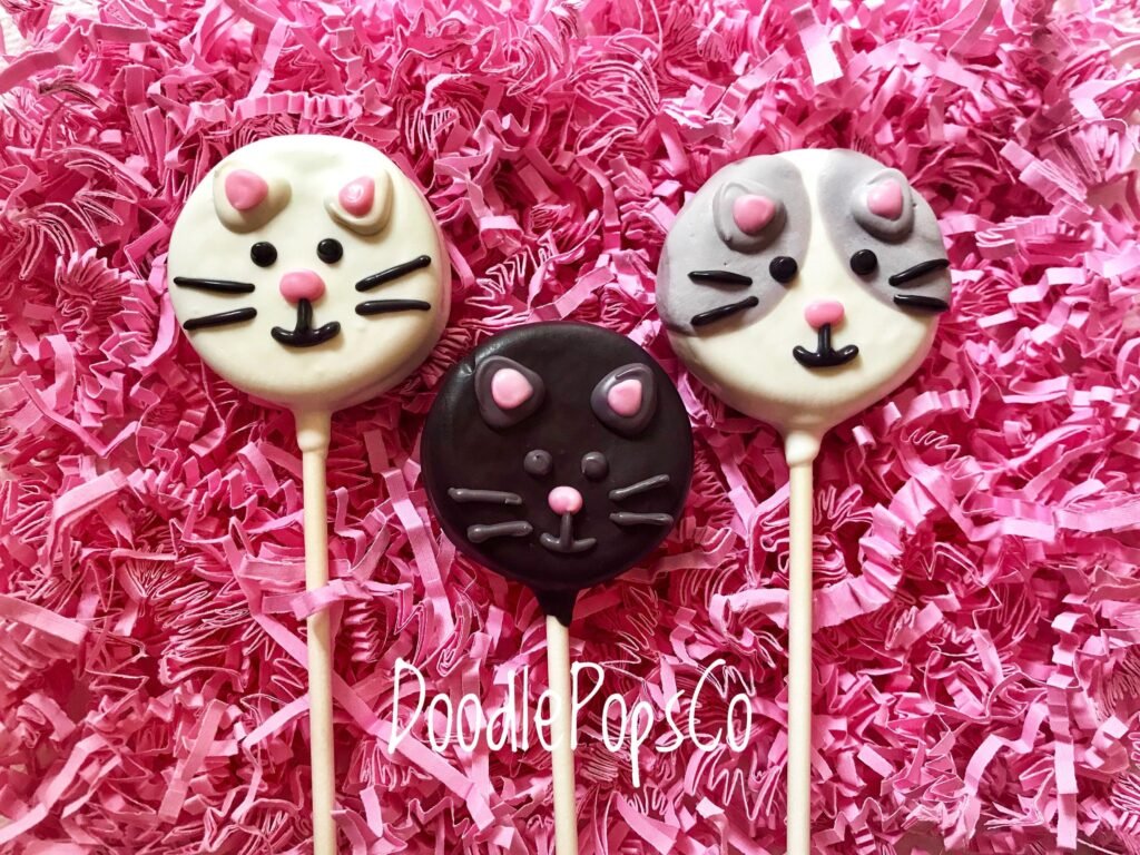 Cat Oreo Cookie Pops/Cat Birthday Party Favor Chocolate Covered One Dozen | 12