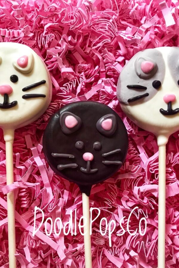 Cat Oreo Cookie Pops/Cat Birthday Party Favor Chocolate Covered One Dozen | 12