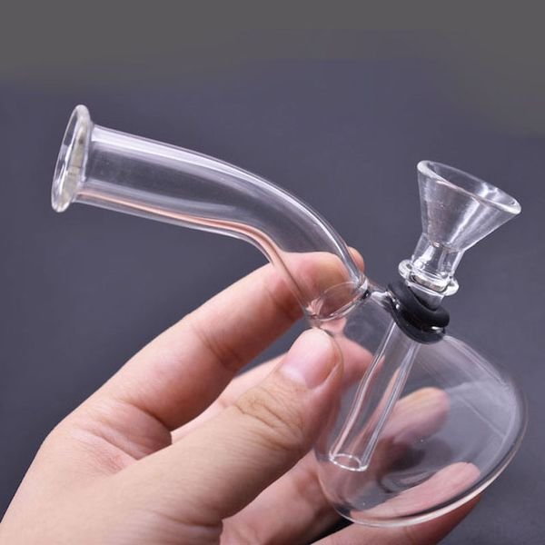 Cheap Mini Glass Dab Rigs Bong Water Pipes Hookahs Travel small Thick Triangle Hookah Beaker Bongs Bowl Smoking tobacco Pipe