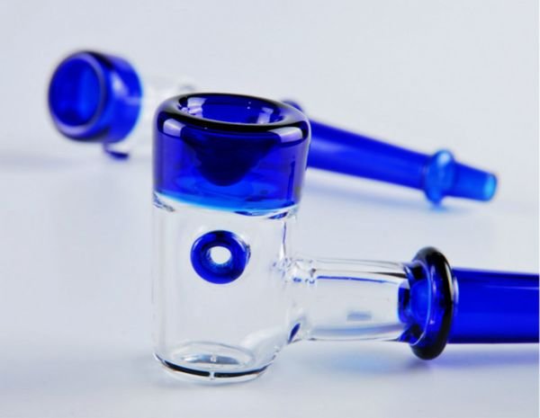 Cheap pipe thick heady Blue Glass tobacco Pipes Colorful Glass Pipe Hand Pipes For smoking dry herb Glass spoon hand made Pipes