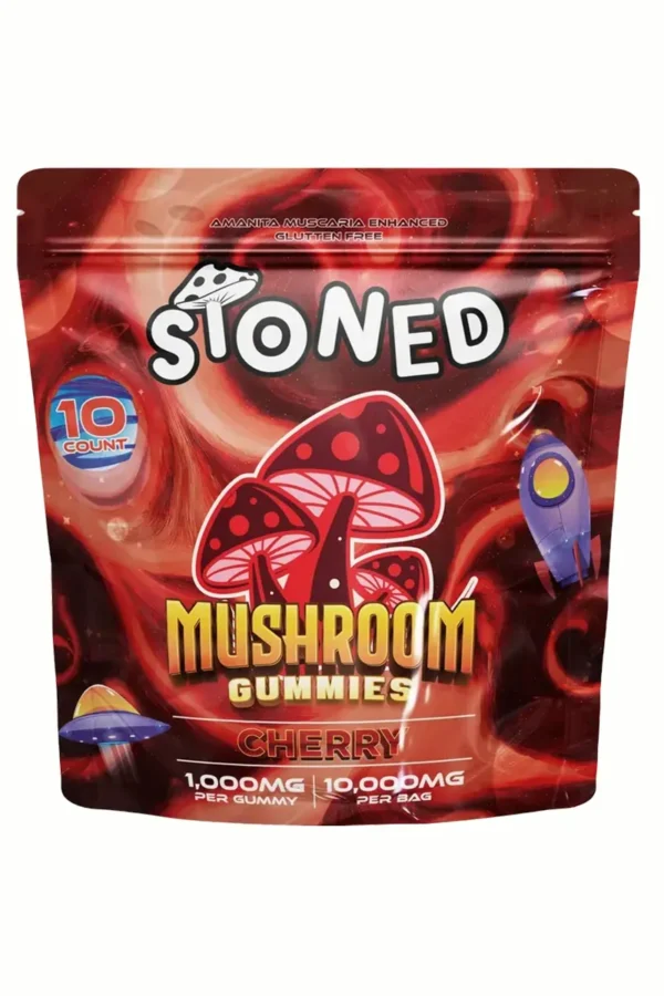 Cherry STONED Amanita Muscaria Mushroom Gummies 10000MG 10CT