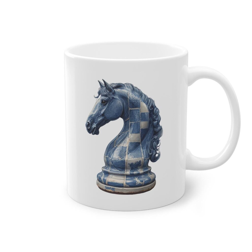 Chess Mug, Delft Blue Ceramic, Design, Lover Gift, Coffee Hot Chocolate Cup, Collectors Item