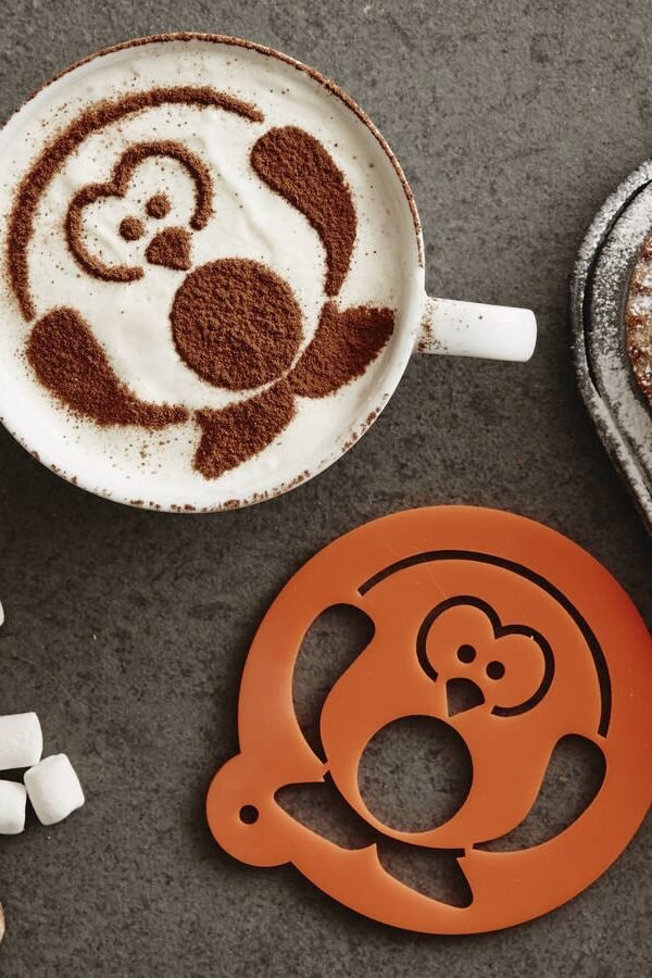 Children's Arctic Penguin Hot Chocolate Stencil