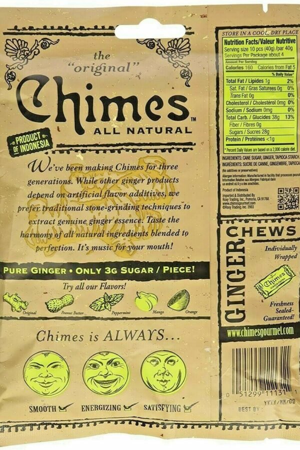 Chimes All The Original GINGER CHEWS 5 oz Bag